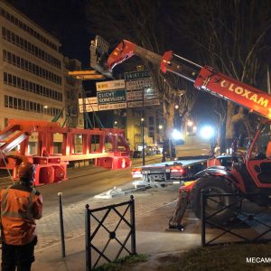 Installation du téléphérique de chantier mecamont hydro à Clichy la Garenne
